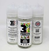 Twenty one as new bottles of 3 Fruits 0mg 100ml Shortfill in assorted flavors (Over 18's only).