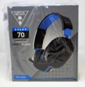 A boxed as new Turtle Beach Recon 70P Gaming Headset in Black & Blue (M/N: TBS-3555-02) (Box