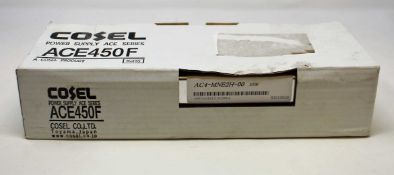 A boxed as new Cosel ACE450F Modular Power Supply (Box opened, cosmetic damage to box).