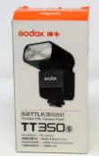 A boxed as new Godox TT350S Thinklite TTL Camera Flash for Sony (Box opened, some cosmetic damage to