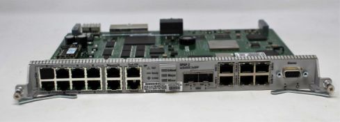 A pre-owned Ciena NTK555NA WOCUAZPKAA SPAP-2 w/2x0SC 2xSFP Shelf Processor (Untested, sold as