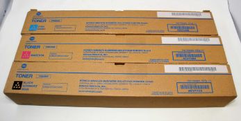 A boxed as new Konica Minolta TN626K Black Toner ACV1150, a boxed as new Konica Minolta TN626C