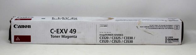 A boxed as new Canon C-EXV49 Magenta Toner Cartridge (Box sealed, some cosmetic damage to box).