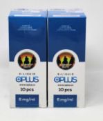 Eight boxes of ten (10ml) OPLus E-Liquid American Blend 6mg/ml (Over 18s only).