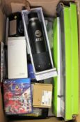 COLLECTION ONLY: A box of assorted as new small electrical items and accessories (Some boxes