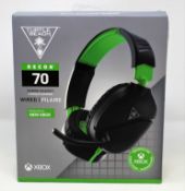A boxed as new Turtle Beach Recon 70X Wired Gaming Headset in Black/Green (Box sealed).