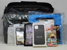 A quantity of assorted as new laptop bags and phone cases.