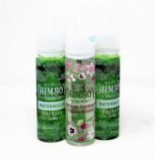 Five as new bottles of Ohm Boy Volume II Rhubarb, Raspberry & Orange Blossom Botanicals E-Liquid 0mg