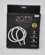 Ten Boxed Zotti 1.75m PVC Shower Hoses in silver colour.