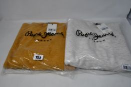 Three assorted as new Pepe Jeans T-shirts (All M), a Pepe Jeans sweatshirt (S) and two Pepe Jeans