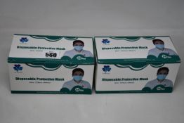 One thousand six hundred boxed as new disposable face masks.