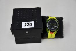 An as new Diesel DZ1895 Crusher digital neon yellow nylon watch.