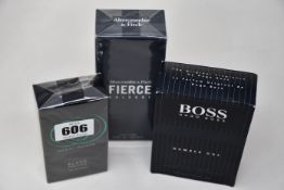 Three men's eau de toilette/cologne; Gucci Guilty Black (50ml), Abercrombe & Fitch eau de cologne (