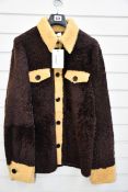 An as new Wales Bonner Brixton Shearling jacket in dark brown/ochre (Size 50 - RRP £1,950).