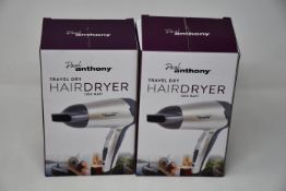 Twelve boxed as new Paul Anthony Travel Dry 1200 watt hairdryers.