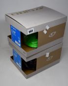 Two youth's boxed as new Giro Scamp Small (49-53cm) Cycling Helmets in matte black and green/lime.