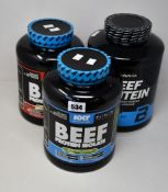 Two NXT Nutrition Beef Protein Isolate (1.8kg, 60 servings) in green apple and strawberry-lime