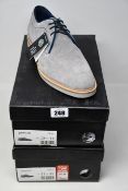 Two pairs of as new Jones Bootmaker Dawood shoes in grey suede (UK 10, 11 - RRP £77 each).