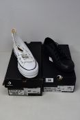 Three pairs of as new Converse Chuck Taylor Lift Hi sneakers (White fabric, black fabric and white
