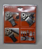 Five sealed as new FEIN Starlock 6-Piece Best of E-Cut tool attachments for wood and metal.