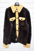 An as new Wales Bonner Brixton Shearling jacket in dark brown/ochre (Size 52 - RRP £1,950).