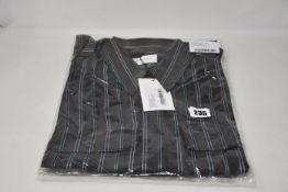An as new Wales Bonner Capleton military shirt in charcoal/emerald viscose stripe (Size 48 - RRP £