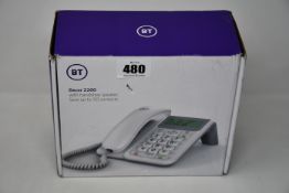 Five boxed BT Decor 2200 corded phones (With handsfree speakers).