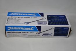 Two boxed as new Silverline SP100 25-piece combination spanner sets.