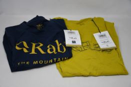 Four as new Rab Stance Sketch T-shirts (S, M, L, XL - RRP £18 each) and eight Rab Stance Mountain