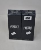 Two boxed as new 200ml bottles of Abercrombie and Fitch Fierce eau de cologne.