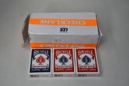 Five boxed as new multipack Bicycle standard rider back playing cards (Twelve packs per box).