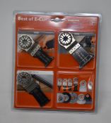 Five sealed as new FEIN Starlock 6-Piece Best of E-Cut tool attachments for wood and metal.