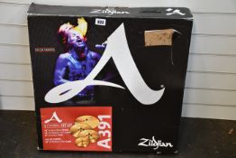 A boxed Zildjan A391 five cymbal set-up.