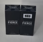 Two boxed as mew 100ml Abercrombie & Fitch Fierce Cologne.