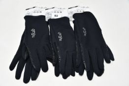Eight pairs of as new Rab Power Stretch contact grip gloves (RRP £22 each).