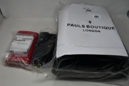 An as new Pauls Boutiques Rosa shoulder bag in black together with two Filipa clutch bags.