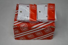 Three boxes of ten MK Logic Plus 13A 1 Gang Double Pole Switched Connection Units (K1060 WHI).