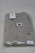 A pair of as new Chinti & Parker cashmere sweatpants in oatmeal with blue/cream ankle cuffs (M).
