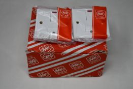 Three boxes of ten MK Logic Plus 13A 1 Gang Double Pole Switched Connection Units (K1060 WHI).