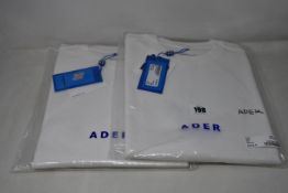 Two as new Ader Error Calli T-shirts (Size A3 - RRP £85 each).