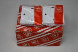 Three boxes of ten MK Logic Plus 13A 1 Gang Double Pole Switched Connection Units (K1060 WHI).
