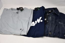 Nine items of as new G-Star Raw clothing to include Scutar jacket, Holorn T-shirts, pocket square