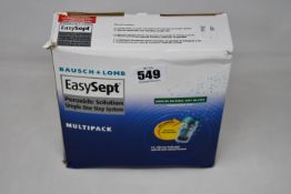 Six boxed Bausch + Lomb EasySept Multipacks for contact lens treatment (Some damage to outer
