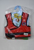 Six as new BikyBiky handled vest cycling aids for children in red.