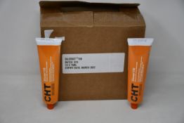 Ten boxed as new CHT Silcoset 158 (Thixotropic, black acetoxy silicone sealant).