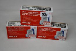 Forty boxed as new MCG 2 Pole Single Module Residual Current Breakers with Overload (32A2P30BSM).