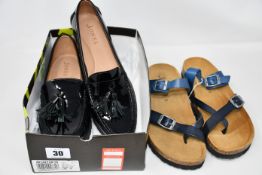 A pair of as new Jones Bootmaker Geranium black patent loafers (UK 9) and Jones Bootmaker Feix