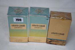 Two Roberto Cavalli Paradiso eau de parfum (2 x 75ml) and a Roberto Cavalli eau de parfum (75ml) (