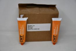 Ten boxed as new CHT Silcoset 158 (Thixotropic, black acetoxy silicone sealant).
