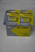 Six as new boxes of ten PKCell NI-MH 9V Rechargeable batteries.